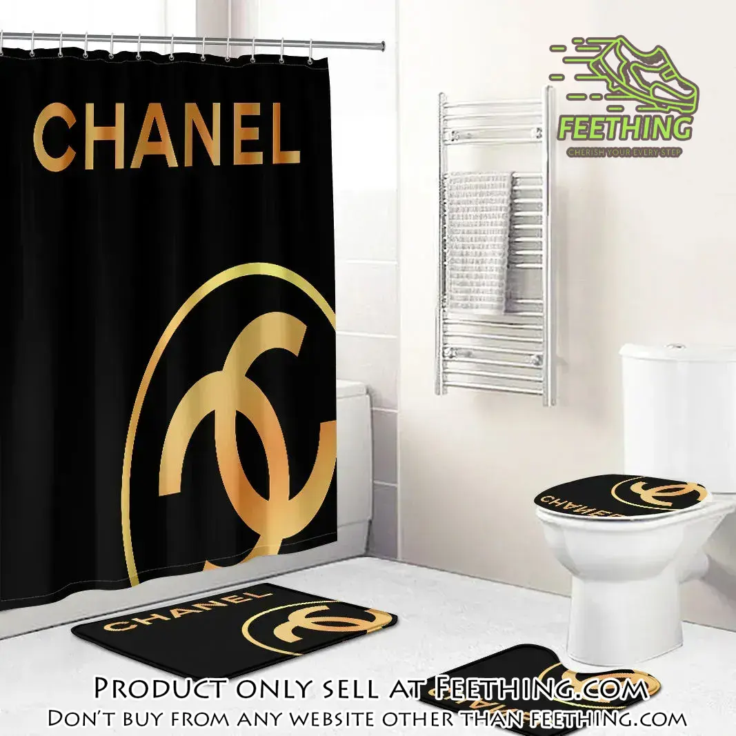 Chanel yellow fashion logo limited luxury brand black bathroom set home decor ft3257013